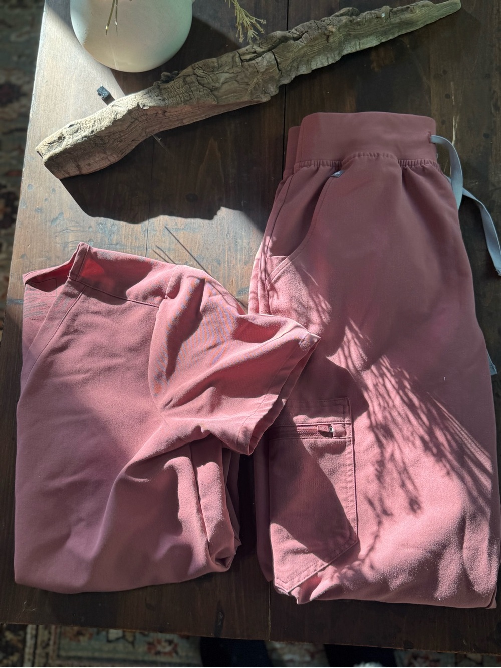 Figs Rose-Mauve V-Neck Scrub Top and Pants Set